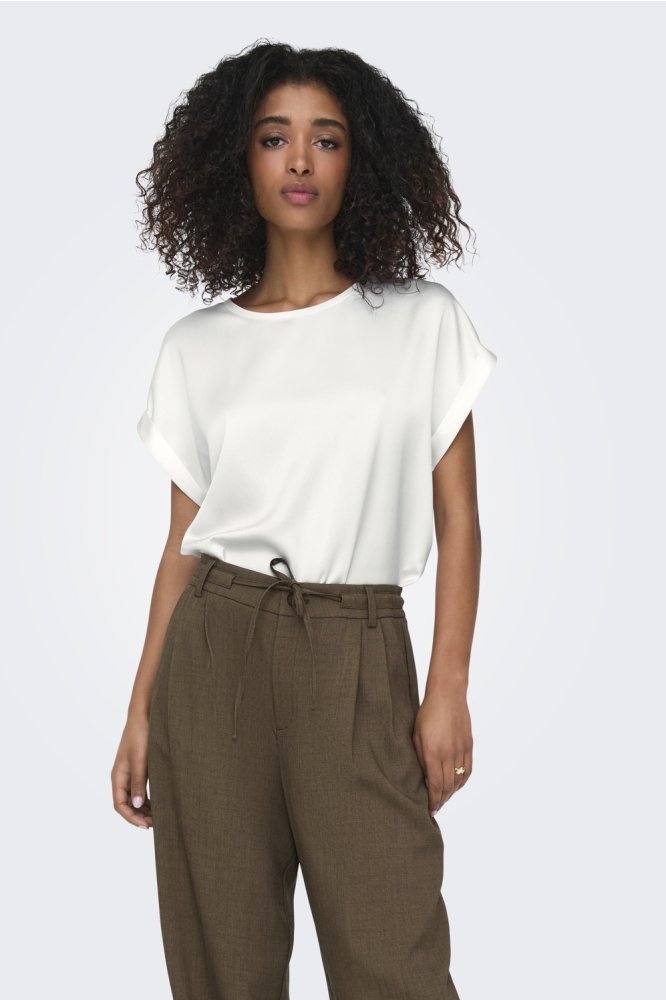 ONLLIEKE S/S SATIN MIX TOP WVN NOOS 15303413 Snow White